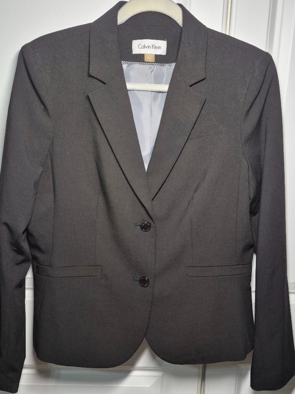 VINTAGE CALVIN KLEIN Black SIZE 12 TWO BUTTON BLAZER Lined Beautiful